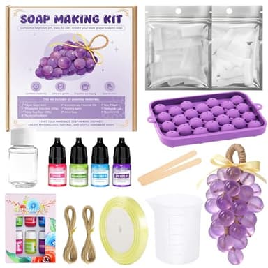 Kit Fabrication Savon, Kit Savon a Faire soi Meme, con Base de Savon, Moule Savon, Corde en Chanvre et Accessoires Variés, Créez des Formes Originales en Forme de Raisin, Idéal pour les Débutants