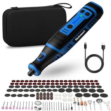 Outil Multifonction Sans Fil, 8V 2.0Ah Outils Rotatifs Multifonction Avec lumière LED, 5 Vitesse Jusqu'à 30 000 tr/min, 135 Accessoires, Pour Percer, Graver, Polir, Meuler, éliminer la rouille