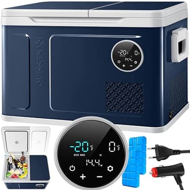 KESSER® Glacière à compresseur 2en1 double zone de réfrigération & de congélation, électrique Glacière de congélation Commande tactile LED 12/24 V 230V, Réfrigération jusqu'à -20 °C 31 Litres