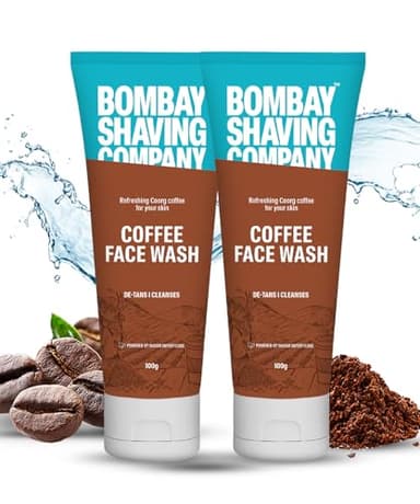 Bombay Shaving Company Nettoyant visage café pour homme et femme (lot de 2) – Nettoie en profondeur, débronzent et élimine les points noirs | Fabriqué en Inde