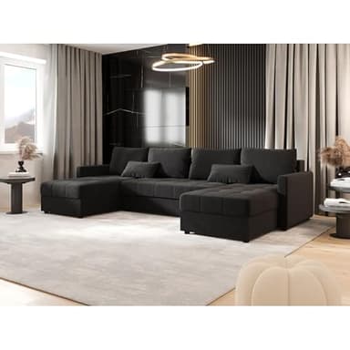 Tendencio Canapé d'angle panoramique Convertible MOSIA (Gris foncé)