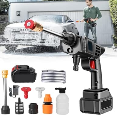 Nettoyeur Haute Pression, 90 Bar Nettoyeur Haute Pression sans Fil Portable avec 5m Tuyau, Régulation Intelligente de la Pression, Longue Durée de Vie, pour Voiture, Terrasse, Fenêtre, Pelouse, Pet