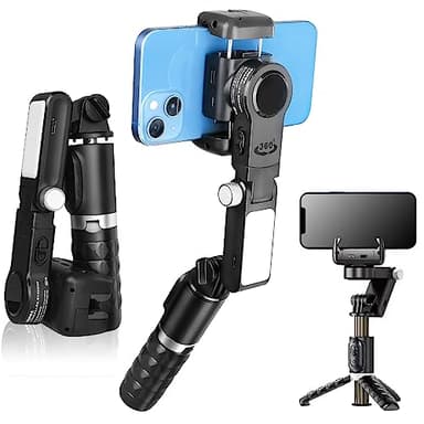 STRBDYI Gimbal Smartphone pour téléphone 13 Pro Max et Samsung Galaxy S21 Ultra, rotation à 360 degrés, stabilisateur de téléphone portable à 2 axes, VLOG, Youtube et TikTok Stabilisateur vidéo (Noir)