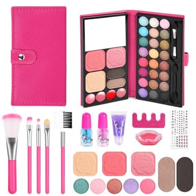 Aomig Kit de Maquillage Enfant pour Filles, Coffret Lavable et Non Toxique, Cadeau de Noël et Anniversaire (12 Pièces)