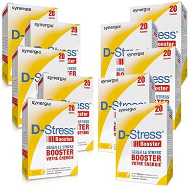 D-STRESS BOOSTER Lot de 10X20 sachets | Magnésium de 3ème génération | Booste l’énergie physique et mentale et gère les montées de stress en 30 minutes | LABORATOIRE SYNERGIA
