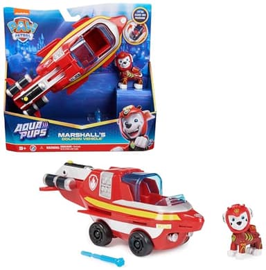 PAT' PATROUILLE AQUA PUPS - Voiture + Figurine Marcus - Voiture Pat Patrouille Marcus - Figurine à Collectionner - Thème Mer Et Aventures Sous-Marines - Paw Patrol - Jouet Enfant 3 Ans +