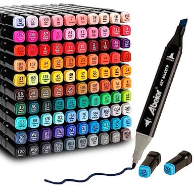ABEIER Feutre a Alcool,100 Couleurs Feutre Alcool Double Pointe Permanents Marqueur Kit,Marqueurs de Dessin Pour Adultes Peinture,Twinmarkers Créatif pour Débutants Graffiti DIY Art Esquisse