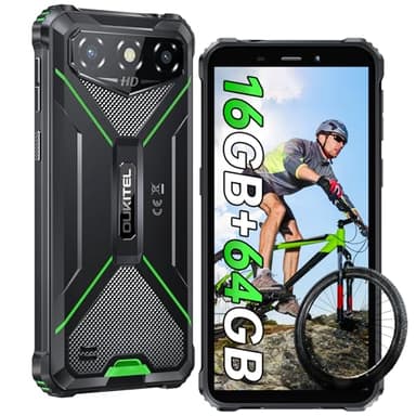 OUKITEL G3 Téléphone Portable Incassable 2025, 16GO+64GO/1TO Smartphone Incassable Android, Batterie 6300mAh Telephone de Chantier, Écran 6", Caméra 13MP, Dual SIM/Face ID/GPS/OTG - Vert