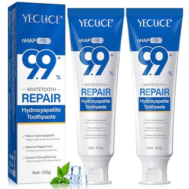 Lot de 2 dentifrices à 9,9 % d'hydroxylapatite Nano Hydroxylapatite - Nettoie et entretient le tartre comme plus propre, non irritant, naturel et plus sûr