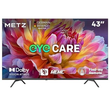 Metz TV 43 Pouces (109 cm) 4K UHD Smart LED Television Google TV HDR 10 MEMC Dolby Audio Google Cast Commande Vocale Tuner DVB-T/-T2/-C/-S/-S2 CI+ (2025 Modèle, Noir 43MUF7000Z)