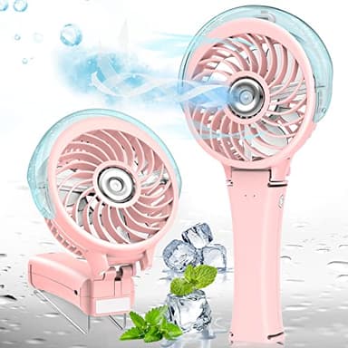 Dancial Mini ventilateur USB, ventilateur de poche à 3 vitesses avec réservoir d'eau de 40ml, ventilateur USB avec batterie 3000mAh, mini ventilateur pour le bureau, la maison, les voyages