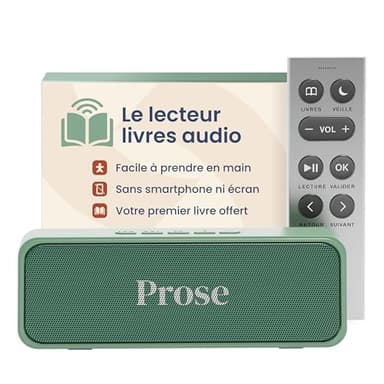 Prose - Lecteur de Livre Audio avec 1 Livre Inclus - Appareil Simple sans Smartphone - Écouter Romans, Polars, Histoire - Idée Cadeau Noel et Anniversaire Parents, Grands-Parents, Seniors, Enfants