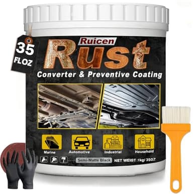 Convertisseur de Rouille 1000ml – Peinture Antirouille et Apprêt Métal Noir 2 en 1 – Traitement Inhibiteur de Rouille Durable pour Voitures, Portails, Outils et Surfaces Métalliques, Dry Quickly