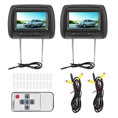 Lecteur de Voiture, 2 Pièces 7 Pouces avec Contrôle sans Fil, Appui-tête Réglable, Lecteur Vidéo LCD, écran MP5, Noir