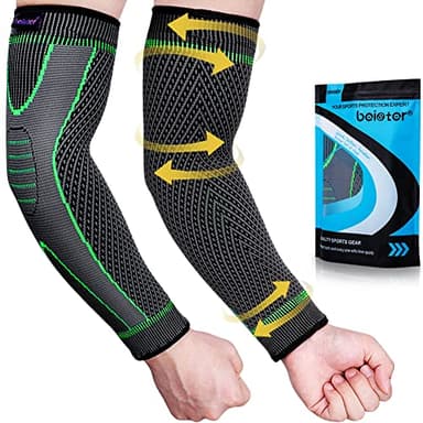 beister Coudière Tendinite Manchon de Compression Bras Homme et Femme Avec Trois Bandes Antidérapantes En Silicone, 20-30mmhg Protection Des Bras pour Entorse, Douleur, Arthrite, Tennis Elbow