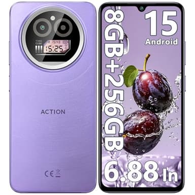 IIIF150 Action A5 Pro Telephone Portable Android 15, 8(3+5) Go +256Go/1TB Smartphone Pas Cher, 6.88" HD+ & 1" Arrière Écran, 5100mAh Telephone Gaming, 16MP+5MP, 4G Doble SIM/GPS/Fingerprint/OTG/3.5mm