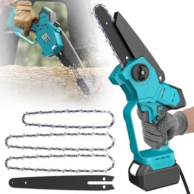Ecarke Tronçonneuse sans fil 6 & 8 pouces 2-en-1 pour Makita 18V, 1200W Brushless, 21000 tr/min, Vitesse de Chaîne 7m/s, Pompe à Huile Automatique, Chaîne de Remplacement 6 & 8 pouces(sans batterie)