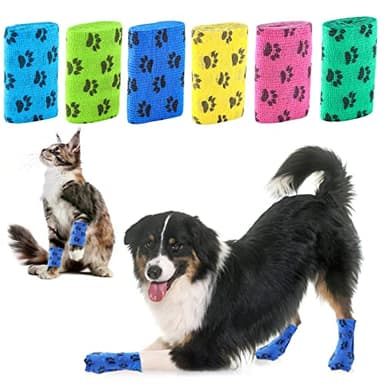Chaussures Jetables pour Chien, Bottes de Protection Chien, Bande Autoadhsif 6 Rouleaux Bandage Vétérinaire, 10 * 6CM, Taille L
