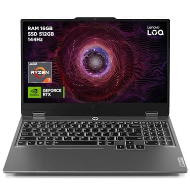 Lenovo LOQ 15AHP9 - Ordinateur Portable Gaming 15.6'' FHD 144Hz (AMD Ryzen 7 8845HS, RAM 16Go, SSD 512Go, NVIDIA GeForce RTX 4060, sans système d'exploitation) Clavier AZERTY Français - Gris