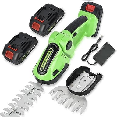 Taille Haie Electrique,Taille Haie sur Batterie 2 en 1 Batterie Taille Haies avec Batterie et Chargeur, 2 pcs 1500 mAh Taille-haie Tondeuse à Gazon, Sécateur Electrique sans Fil