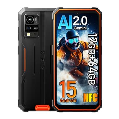 Blackview BV4800 SE Android 15 Téléphone Portable Incassable, 4G Ruggedisé Débloqué 12GB+64GB/2To, Écran 6.56'' 90Hz,16MP IA, IP69K Résistant à l'eau Smartphone,3 Slot/GPS/NFC/OTG/FM/Gemini AI 2.0