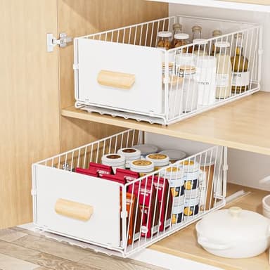 Diealles Shine Tiroir Coulissant Cuisine, 24x40x17CM Organiseurs de Placards, pas Besoin de Percer Panier Coulissant Cuisine pour Rangement Dressing
