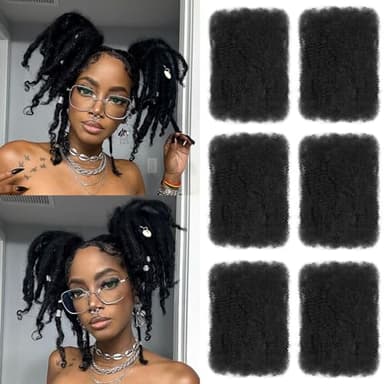 XIIMENALU Cheveux Afro crépus bouclés volumineux pour mini twists afro kinky's vrac cheveux synthétiques cuban twist doux mèches micro plume pour dreadlocks loc repair (1B#, 20 cm, paquet
