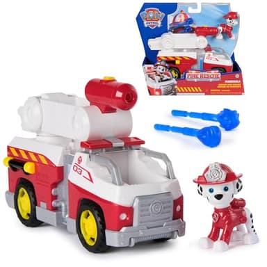 Paw Patrol - Pat Patrouille - Véhicule Figurine Marcus Fire Rescue Mission Pompiers - Voiture Figurine À Collectionner - 2 Projectiles - Pat Patrouille Jouet - Voiture Enfant - Jouet Enfant 3 Ans Et +