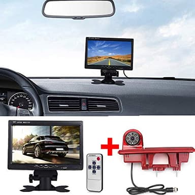 〔Kit de caméra de recul〕7 Pouces TFT LCD Moniteur + Voiture HD étanche 3ème lumière de freinage caméra inversée pour Fiat talento Nissan NV300 Renault Trafic III Primastar Opel/Vauchall Vivaro