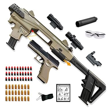 Pistolet Jouet, Pistolet Enfant en Mousse Souple avec Daccessoires, Pistolets Jouets Réaliste Blaster pour Garçons, Jouets pour Enfants 14+ de Plein Air, Energie 0.1 Joules