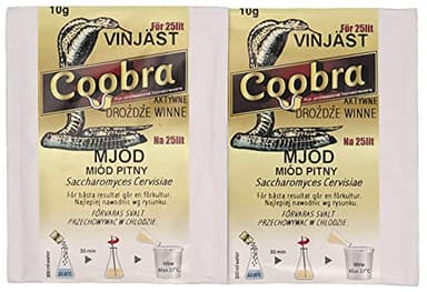Coobra 2x levure sèche d'hydromel - 10g / 25L | Levure d'hydromel | Hydromel | Levure de vin | Vin blanc de levure et vin rouge