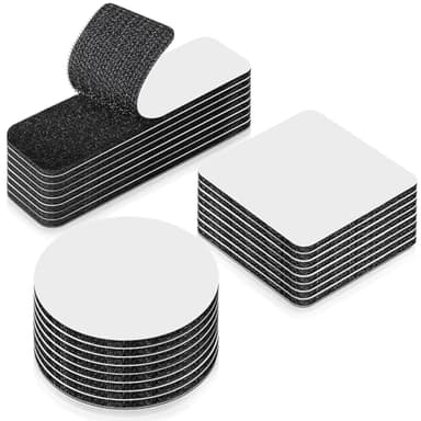 HOMMAND Scratch Autocollant Double Face, 24 Pièces Tampon Adhésif Puissant Rectangle/Carré/Rond, Bande Scratch Pour La Maison, Bureau, Noir