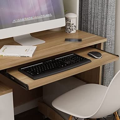 SWHSWQ Support Clavier Coulissant sous Bureau, Support Clavier Ordinateur Ergonomique, Accessoire Bureau, Bois, Longueur des Rails 36 Cm, Longueur 54/60/ 70 Cm, Largeur 27 Cm