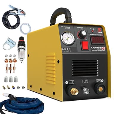 SUSEMSE Découpeur Plasma 55Amp IGBT Inverter Coupeur de Plasma - HF allumage, DC, 230V, 20-55A, de coupe max. 14 mm - avec buses plasma et Torche