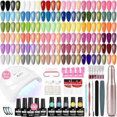 VANREESA Kit Vernis Semi Permanent Complet, 35 Couleurs Set Manucure avec Lampe UV 48W, Ponceuse Électrique pour Ongles, Base Top Coat Manucure Outils Accessoires Nail Art Kit, Cadeau pour Les Femmes