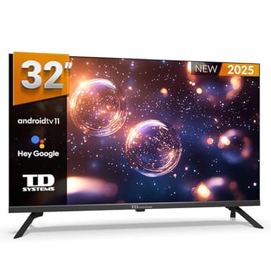 TD Systems - Smart TV 32 Pouces, Hey Google Cast, Télévision TNT HD, Android 11, Modèle 2025, Télévision avec Garantie 2 Ans - PRIME32K20GLE