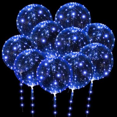 OSDUE LED Ballons,Paquet 10 Pièce Ballons Lumineux 24 Pouces bulles brillants Bobo à Transparent avec guirlande lumineuse pour Noël, mariage, anniversaire, Saint-Valentin