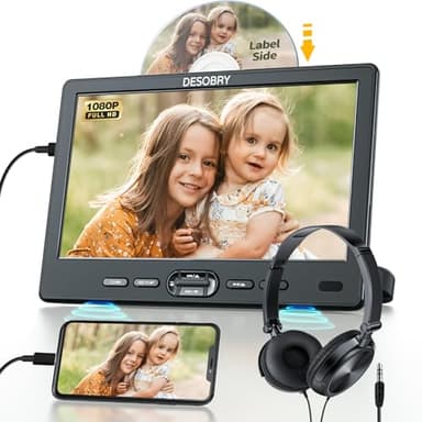 10,5 Pouces Voiture Lecteur DVD avec entrée HDMI et Casque, écran Voiture Enfant appuie tête Compatible USB/TF, Slot in Design pour Enfant