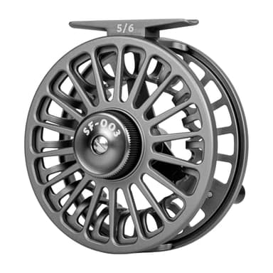 SF Moulinet de pêche à la Mouche SF-003 5/6 W avec Corps en Alliage d'aluminium, Bobine Facile à Changer pour l'eau Douce, Moulinet Gris Acier Mat, idéal pour Les pêcheurs de Tous Niveaux