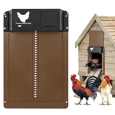 Porte Poulailler Automatique Solaire, Porte De Poulailler Automatique Batterie, Automatic Chicken Coop Door, Etanche avec Capteur de Lumière Porte De Poulailler à Induction à Pile, pour Poulets Canard