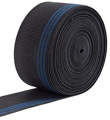 IPEA Sangle élastique pour Canapé, Chaises, Tapisserie, Fauteuil - 10 Mètres de Longueur - Corde de Serrage pour Assise et Dossier - élastique 70% - Largeur 70 mm - Noir
