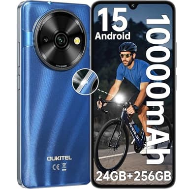 OUKITEL C59 Pro Android 15 Téléphone Portable - 10000mAh 120 LM 24Go + 256Go/1To, 6.88 Pouces HD+ 90Hz 13MP Smartphone Débloqué 171.2*77.8*13.4mm, poids 293g Dual SIM 4G Fingerprint/Face ID/GPS/NFC