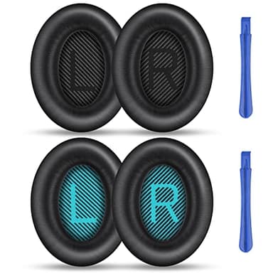 Ainiv Coussinets Casques pour Bose, 2Paires Oreillette de Remplacement Compatible avec Bose QuietComfort 15 QC15 QC2 QC25 QC35 QC35II AE2 AE2i AE2w SoundTrure SoundLink Casque Circum-Aural(Noir/Bleu)