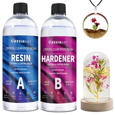 EPRESINART Resine Epoxy Transparente et Durcisseur, 1064ml Non Toxique 1: 1 Kit Resine Epoxy Complet Débutant pour Bijoux Moule Table Créations Artistiques