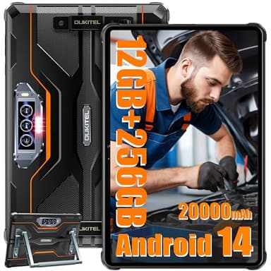 OUKITEL RT8 Tablette Incassable - 12GO RAM + 256GO ROM 1TB, 20000mAh Tablette Durcie 11 Pouces FHD+, Helio G99 Octa Core Android 13,48MP+32MP Caméra Dual SIM 4G,IP68/IP69K/OTG/NFC/500Nit/2Ans Garantie