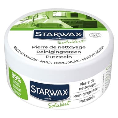 STARWAX SOLUVERT - Pierre Blanche de Nettoyage Multi-Surfaces - Produit d'Entretien Multi-Usage - Parfum Sans Allergènes - 100% de Matières Actives d'Origine Naturelle - Fabriquée en France - 375 g