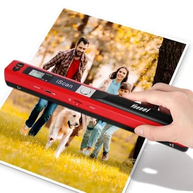 Youool Scanner portable A4, scanner d'images USB, scanners portables, numérisation couleur 900 dpi, scanner de documents portable A4 au format JPG/PDF (scanners rouges + carte 16Go TF)