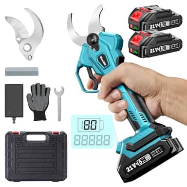 SEESII Sécateur Électrique sans Fil, 40mm Secateur Electrique Professionnel avec LCD, Sécateur à Batterie 4000mAh, SK5 Lame, Coupe Branche Electrique le jardinage, les arbres fruitiers et le vignoble