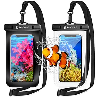 SYNCWIRE Pochette Étanche Smartphone [Lot de 2], Sac étanche IPX8 Touch Sensible pour Téléphone iPhone 13 Pro Max, 12, 11 Pro, XS Max, XR, XS, X,7 8, Samsung S21/S20/S10, Huawei P30 Pro - 7 Pouce