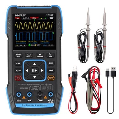 Oscilloscope,2C53T Oscilloscope Numérique,3 en 1 Oscilloscope Portable Multimètre Oscilloscope Largeur De Bande À 2 Canaux 50 MHz Fréquence D'échantillonnage 250 MSa/s 19999 Comptes